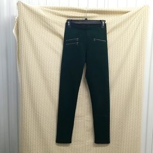BCBG MAXAZRIA Forest Green Skinny Ankle Pants with Zipper detail
